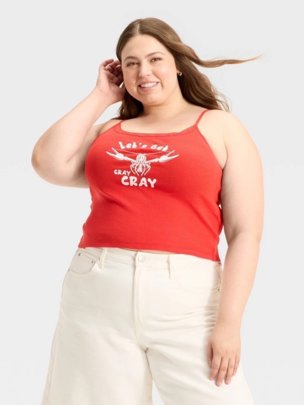 Women's Cray Cray Graphic Cami with Lace Trim - Red 3X